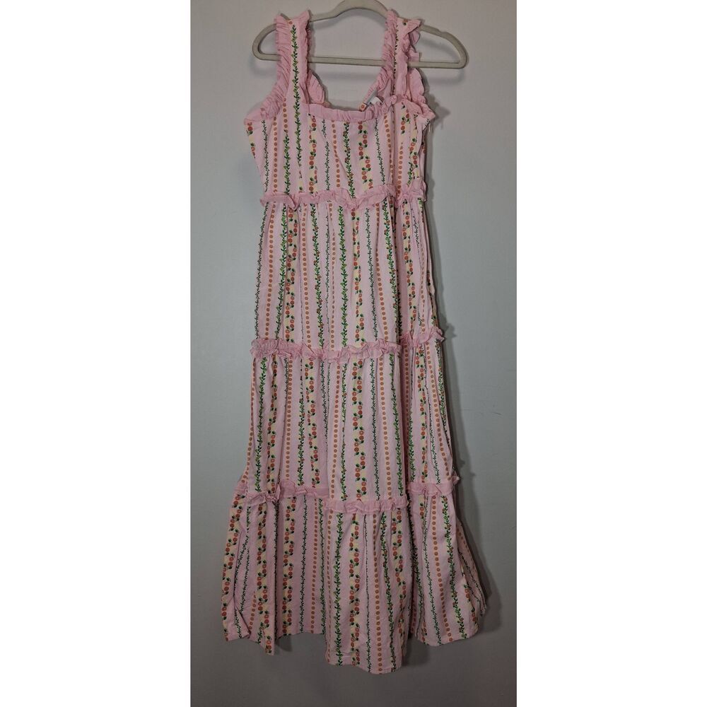 Neon rose London womens small maxi dress pink tiered floral boho sundress - Picture 2 of 11